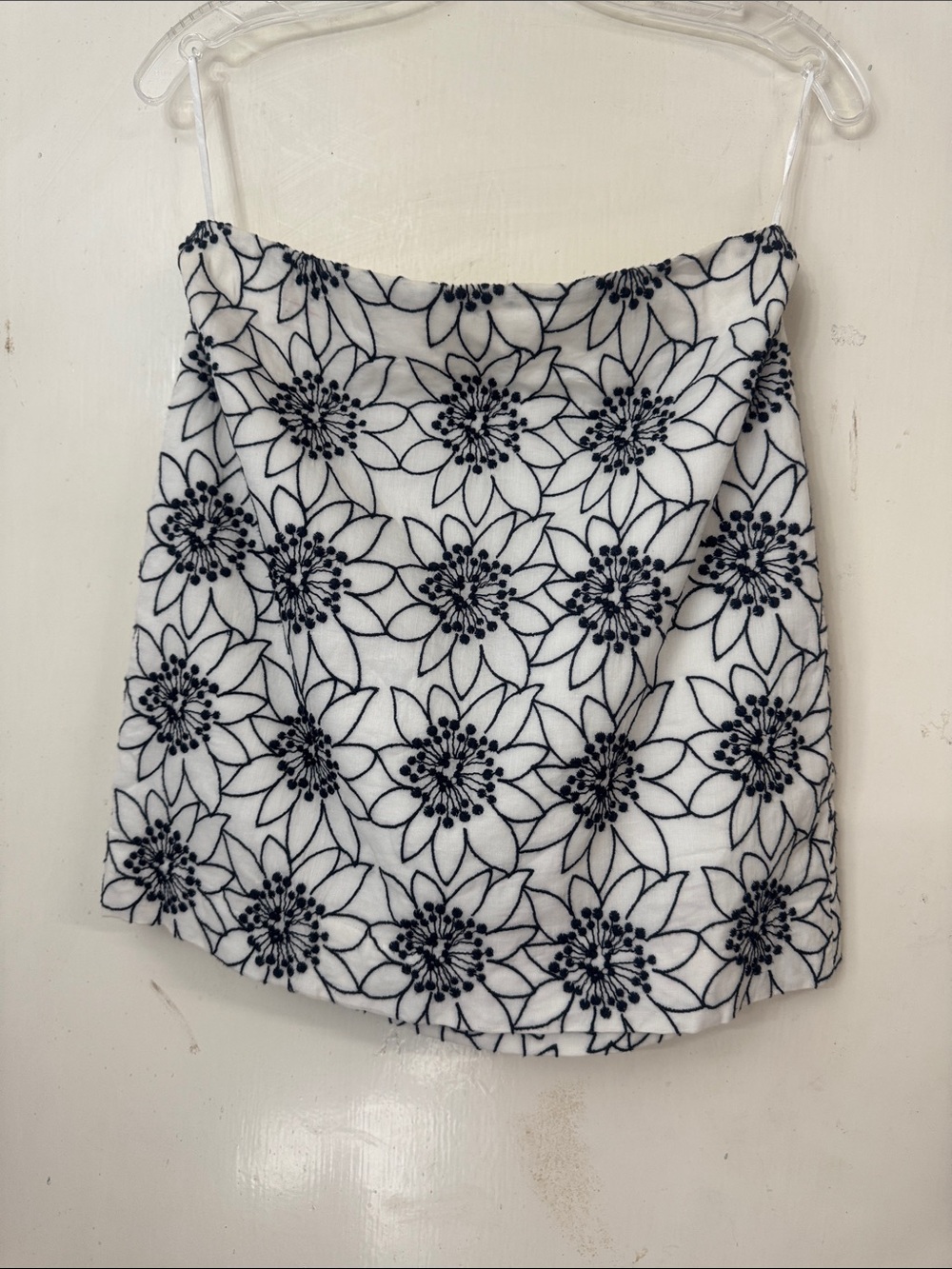 J. Crew White Mini Skirt with Black Floral Outline